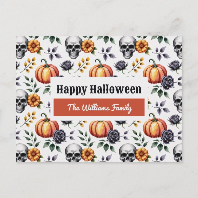 Custom Watercolor Halloween Postcard (Front)