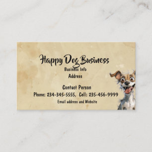 Custom Watercolor Happy Dog Animal Pet Fun Business Card