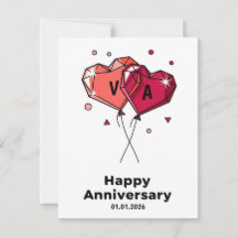 Custom Watercolor Heart Couple Anniversary Card