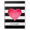 CUSTOM WATERCOLOR HEART ON BLACK AND WHITE STRIPES