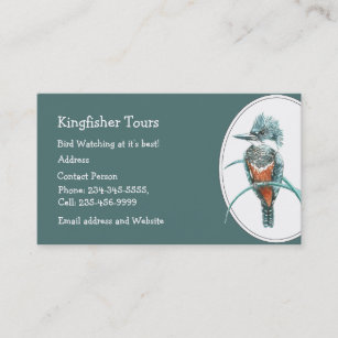 Custom Watercolor Kingfisher Bird Business Card