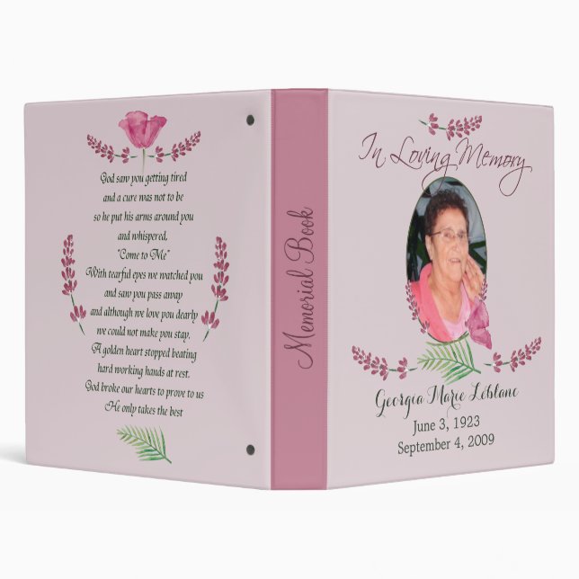 Custom Watercolor Lavender Memorial Keepsakes Binder (Background)