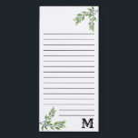 Custom Watercolor Leaves Monogrammed Magnetic Notepad<br><div class="desc">Custom personalized monogrammed notepads for your quick notes.</div>