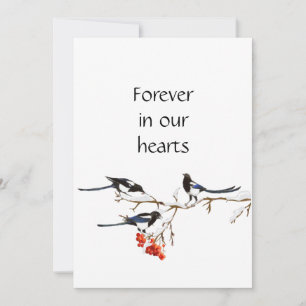 Custom Watercolor Magpie Bird Art Memorial Invitation