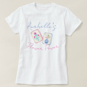 Custom Watercolor Mahjong Flower Power Tile T-Shirt