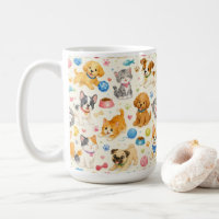 Custom Watercolor Playful Pets Cartoon Pattern Mug