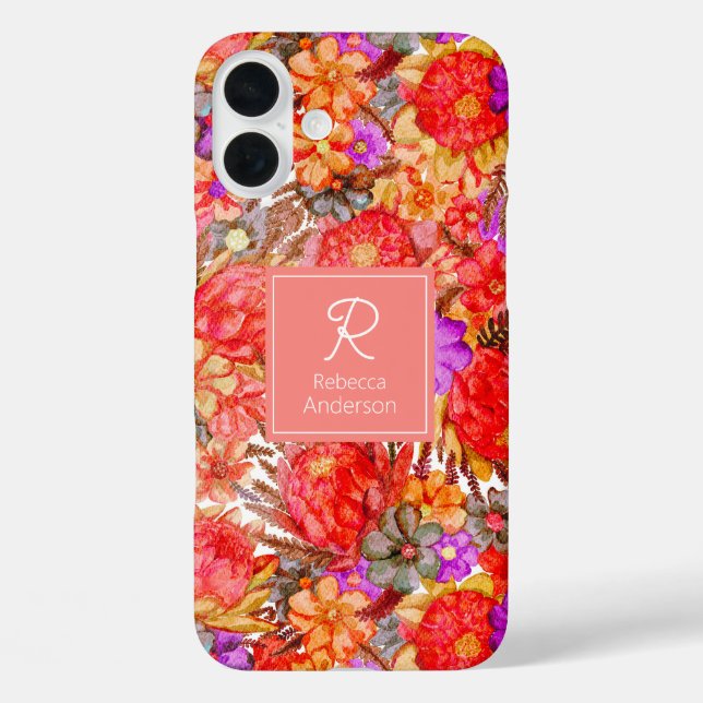 Custom Watercolor Protea Pattern Case-Mate iPhone Case (Back)