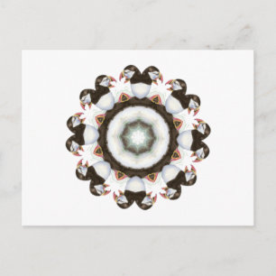 Custom Watercolor Puffin Mandala Bird Nature Postcard