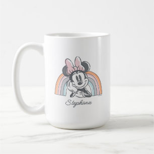 Custom Watercolor Rainbow Minnie Mouse Coffee Mug