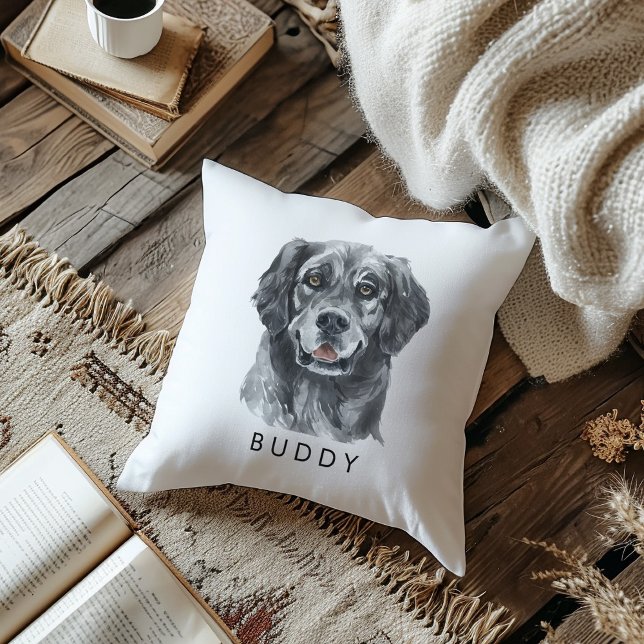 Custom Watercolor Retriever Dog Lover Throw Pillow (Creator Uploaded)
