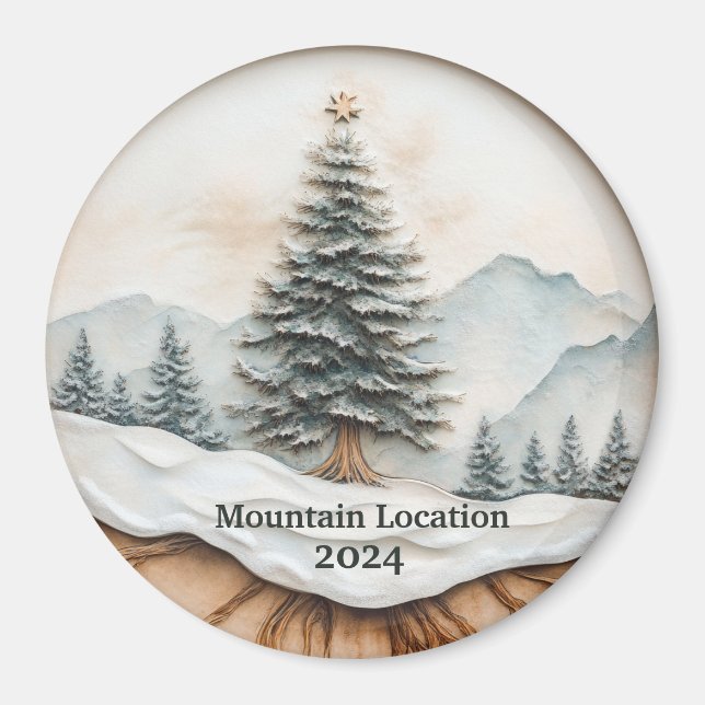 Custom Watercolor Rustic Mountain  Magnet (Front)