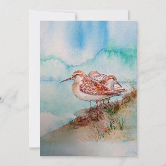Custom Watercolor Sandpipers Beach Bird Art Invitation (Front)