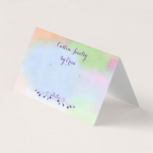 Custom Watercolor Stand Post Earring Display Cards (Front)