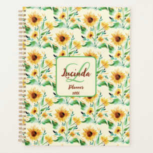 Custom Watercolor Sunflower Florals Design Planner