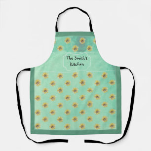 Custom Watercolor Sunflower Kitchen Apron 