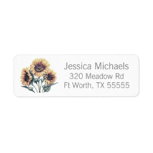 Custom Watercolor Sunflower Return Address Labels