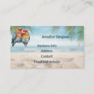 Custom Watercolor Tropical Parrot Business Card