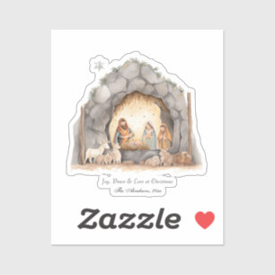 Custom Watercolor Vintage Christmas Nativity Scene