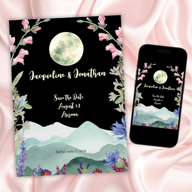 Custom Watercolor Wildflower Moon Save The Date Invitation (Creator Uploaded)