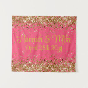 Custom Watermelon & Gold Wedding Photo Booth Prop  Tapestry