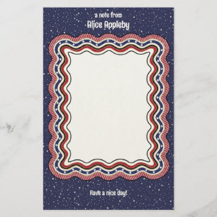 Custom Wavy Border Red White Blue: Personalized Stationery