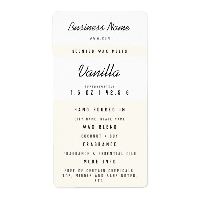 Custom Wax Melt Labels (Front)
