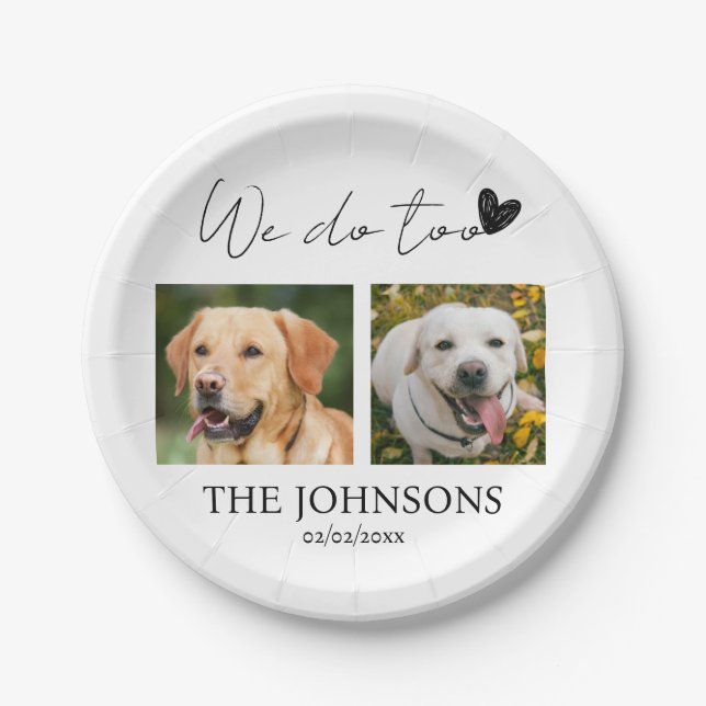 Custom we do too pet wedding paper plate (Front)