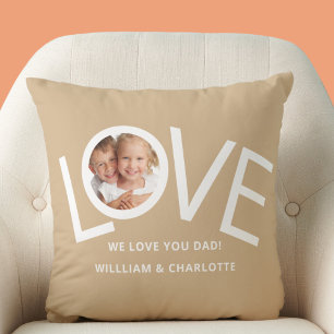 Custom We love You Dad Photo Throw Pillow