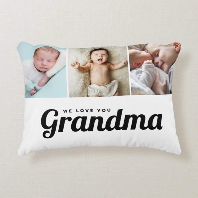 Custom We love you Grandma Grandchildren photos Accent Pillow (Front)