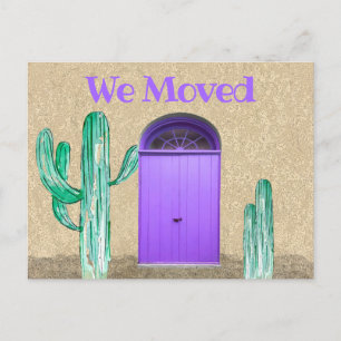 Custom We Moved Purple Doors Southwest Cactus  Postcard