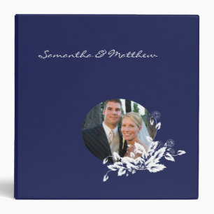 Custom Wedding Album Binder Blue Floral Frame