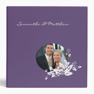 Custom Wedding Album Binder Purple Floral Frame