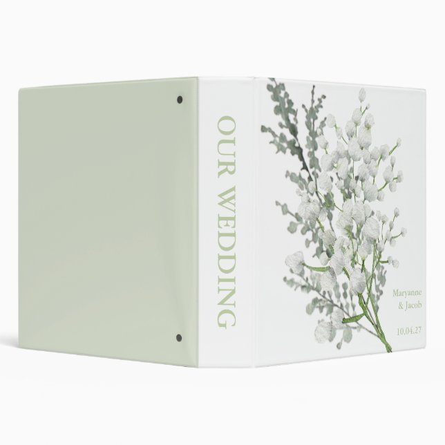 Custom Wedding Album with Watercolor Baby's Breath Binder (Background)