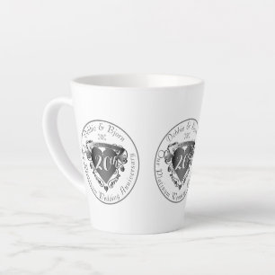 Custom Wedding Anniversary 3 Silver Colour Heart  Latte Mug