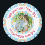 Custom Wedding Anniversary Blue Photo Greeting Magnet<br><div class="desc">Custom Wedding Anniversary Star Blue Pinkish Red Turquoise Photo Greeting Ornament Photo Greeting Magnet Decoration Gifts. Decorate your kitchen or home office for an anniversary with this pretty pastel blue, pinkish red, and fresh turquoise geometric art star pattern magnet. Give your home interior a maximalist, cheerful, cool colour glow. Modern...</div>