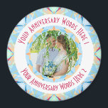 Custom Wedding Anniversary Blue Photo Greeting Magnet<br><div class="desc">Custom Wedding Anniversary Star Blue Pinkish Red Turquoise Photo Greeting Ornament Photo Greeting Magnet Decoration Gifts. Decorate your kitchen or home office for an anniversary with this pretty pastel blue, pinkish red, and fresh turquoise geometric art star pattern magnet. Give your home interior a maximalist, cheerful, cool colour glow. Modern...</div>