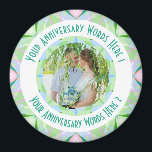 Custom Wedding Anniversary Green Photo Greeting Magnet<br><div class="desc">Custom Wedding Anniversary Star Green Pink Blue Photo Greeting Ornament Photo Greeting Magnet Decoration Gifts. Decorate your kitchen or home office for an anniversary with this pretty pastel blue, light blue, and fresh green geometric art star pattern magnet. Give your home interior a maximalist, cheerful, cool colour glow. Modern kitchen...</div>
