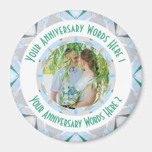 Custom Wedding Anniversary Grey Photo Greeting Magnet