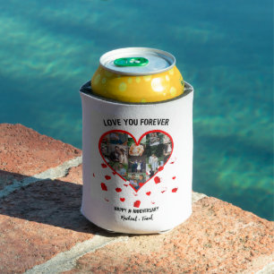 Custom Wedding Anniversary Heart Photo Collage Can Cooler