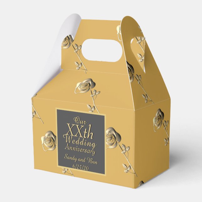Custom Wedding Anniversary Ochre& Rose Dark Label Favor Box (Front Side)