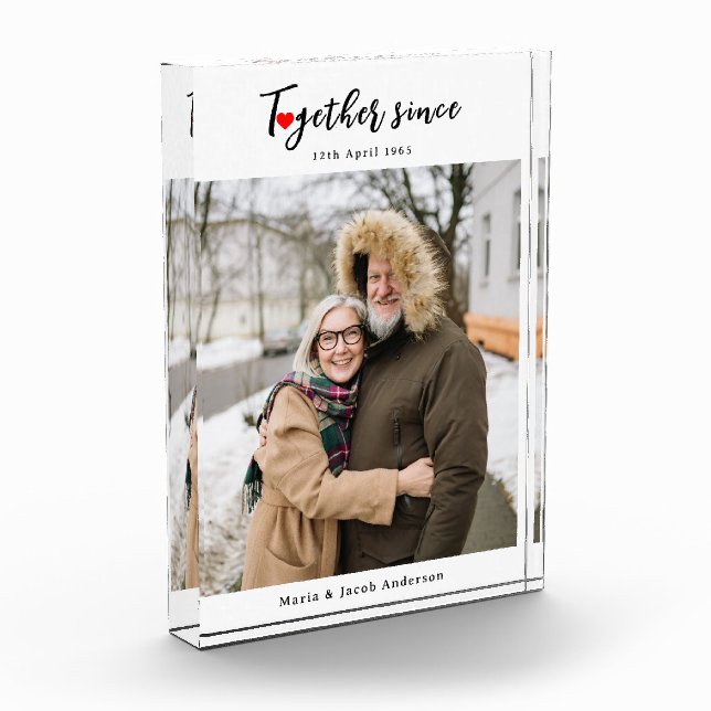 Custom Wedding Anniversary Personalized Photo Block (Left)