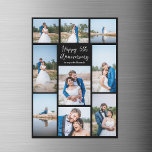 Custom Wedding Anniversary Photo Magnet Card<br><div class="desc">Chic customizable photo collage magnetic card for your husband,  wife,  girlfriend,  or boyfriend on your anniversary. Add 9 of your favourite relationship,  engagement,  or wedding photos and order this modern,  black magnet as a romantic gift for your partner. A beautiful personalized card full of memories.</div>