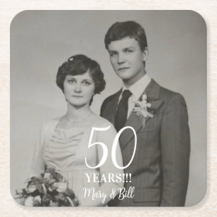 custom wedding anniversary photo modern square paper coaster
