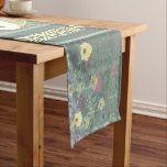 Custom Wedding Anniversary Wildflowers  Short Table Runner<br><div class="desc">This scarf is designed for her wedding anniversary, with my hand drawn wildflowers framed with Arabic-like tile font spelling out "love." I'm drawing on Italian Renaissance and Arabic mosaic tiles as inspiration as well as Illustrators nifty 3D tools for a contemporary feel. If you would like any customization, just message...</div>