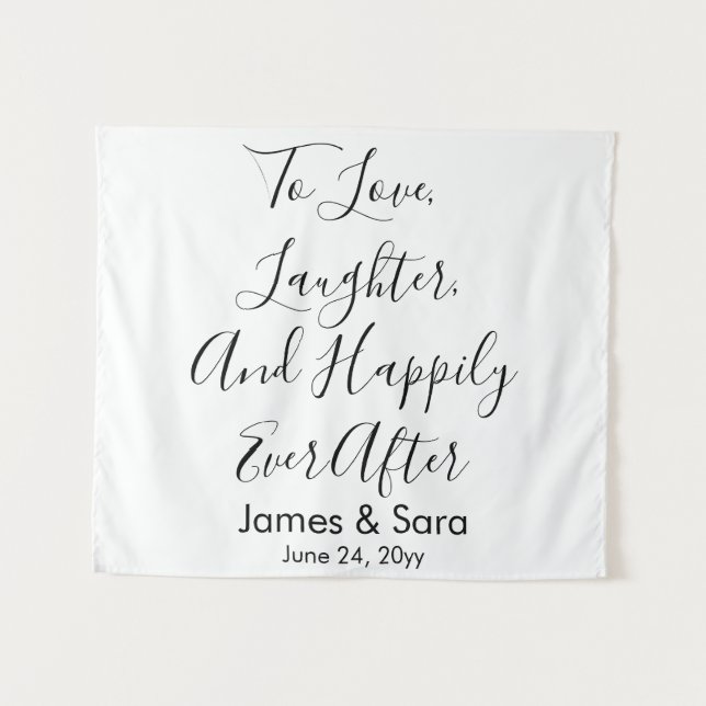 Custom Wedding Backdrop Chic Reception Photo Booth Tapestry (Front (Horizontal))