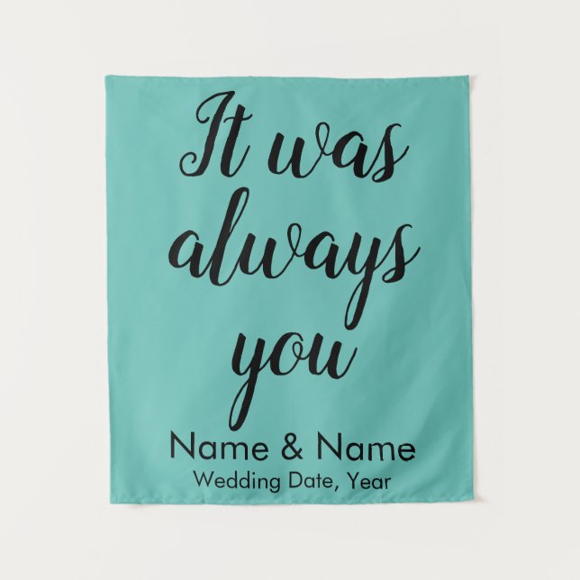Custom Wedding Backdrop for Ceremony Turquoise Tapestry (Front)