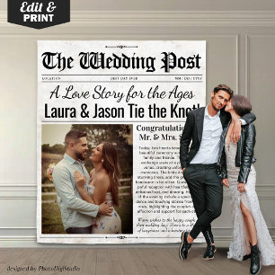 Custom Wedding Backdrop Photo Wedding Newspaper Tapestry
