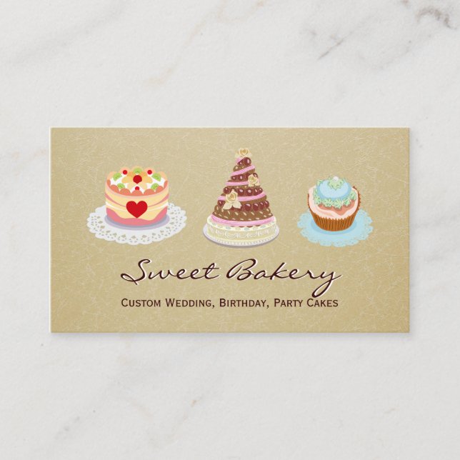 Custom Wedding Birthday Party Cakes Bakery Store Business Card (Front)