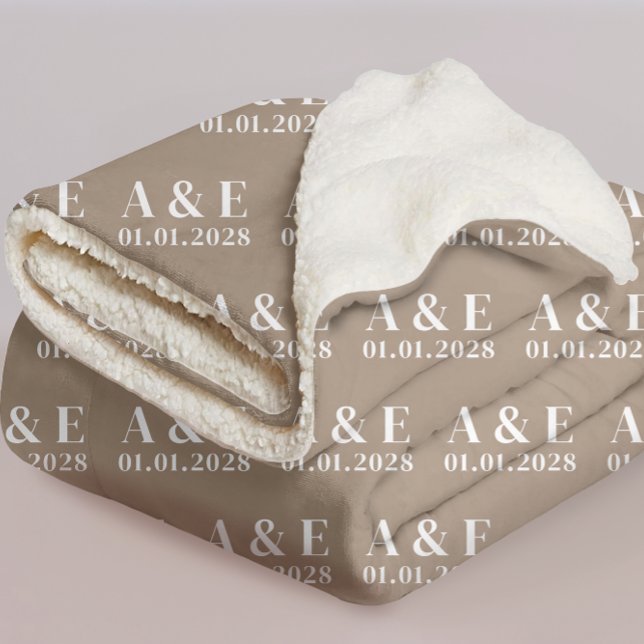 Custom Wedding Blanket for Couple, Bride & Groom (Personalized wedding sherpa blanket gift for bride, Custom light brown blanket gift for groom, )