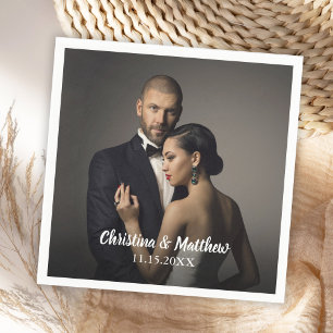 Custom Wedding Bride and Groom's Photo Napkin